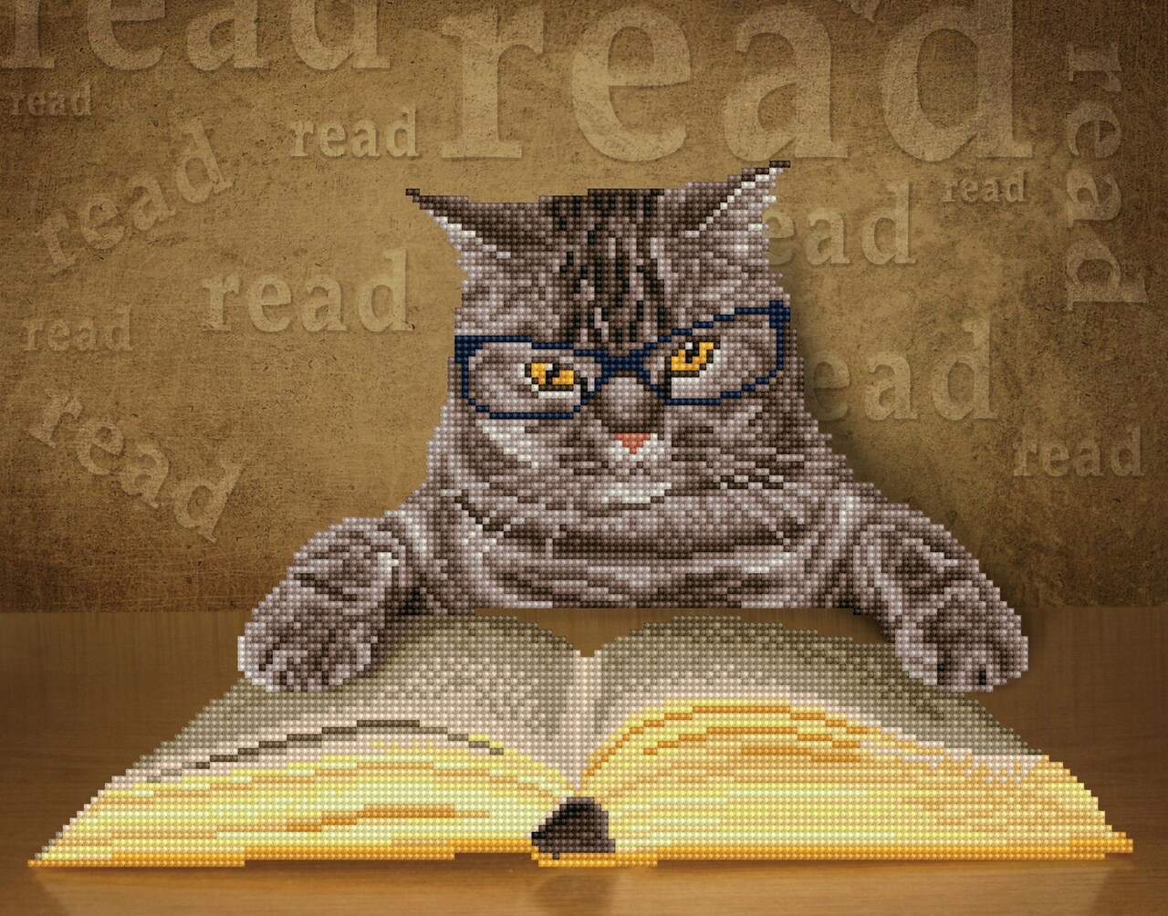 Diamond Dotz Kits - I Can Read, Partial Drill, Round Dotz, Cat Diamond Painting Kits, Cat Diamond Art, Diamond Art Cat, Diamond Painting Cat, Diamond Painting Kits Cats, 14.6"x18.5"